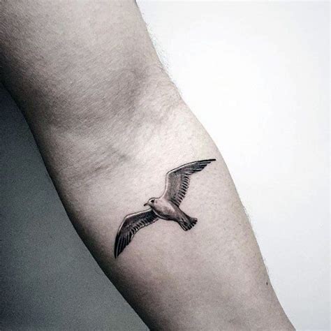 Small Detailed Guys Flying Seagull Tattoo On Inner Forearm #small #tattoo #tattoos #tatuaje # ...