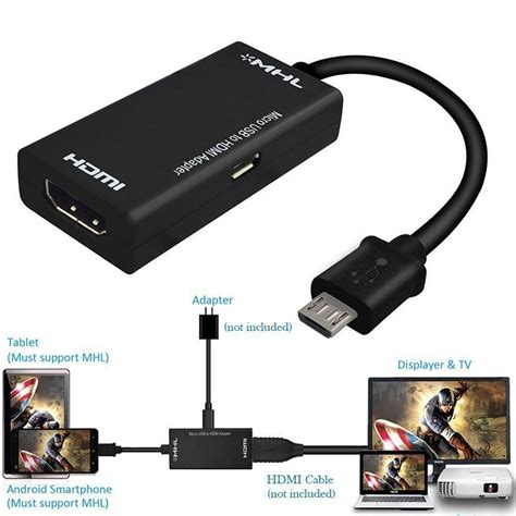 Micro USB to HDMI Adapter 1080P MHL HDTV Cable for Samsung Sony HTC ...