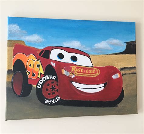 Lightning Mcqueen Acrylic Painting created by me Disney Canvas ...