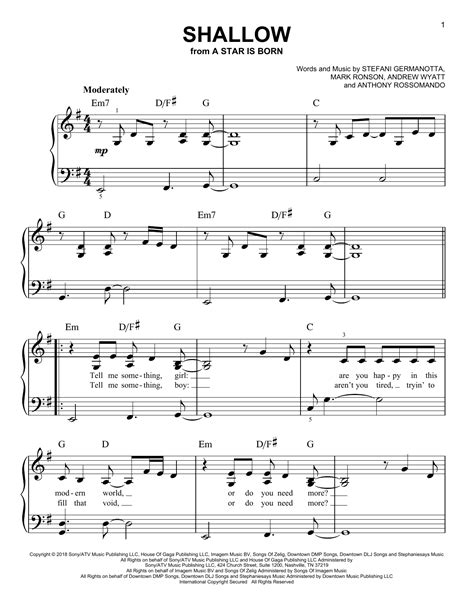 Lady Gaga Piano Sheet Music | Printable Templates Free