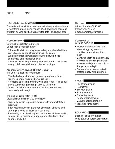 Volleyball Coach Resume Example | MyPerfectResume