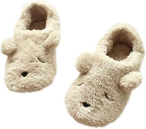 Women's Soft Plush Slippers Cute Animal Comfy House Slippers Winter Warm Fleece Slippers Anti ...