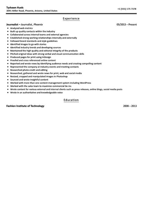 Journalist Resume Sample | Velvet Jobs