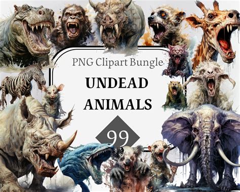 Undead Animals Clipart, Zombie Animal, Commercial Use PNG, Zombie ...