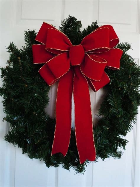 12 Red Velvet Christmas Bow Indoor / Outdoor Large