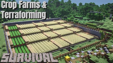 MINECRAFT SURVIVAL | Massive MINECRAFT CROP FARM & How to Landscape and Terraform in Survival ...