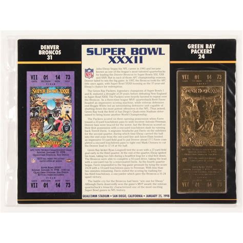 1998 Commemorative Super Bowl XXXII Card with Ticket: Broncos vs ...