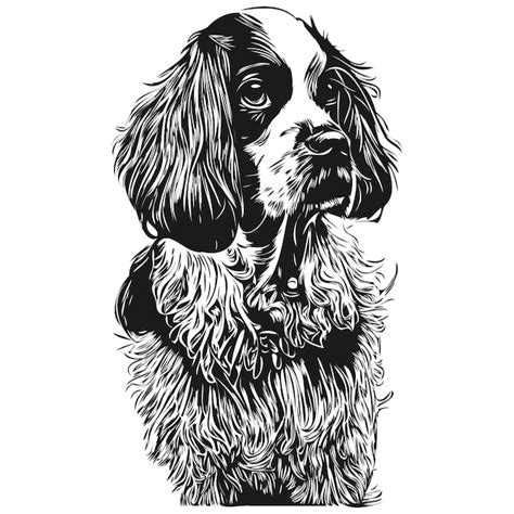 Premium Vector | Spaniel english springer dog hand drawn logo line art vector drawing black and ...