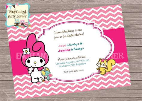 Cute My Melody Birthday Invite Card