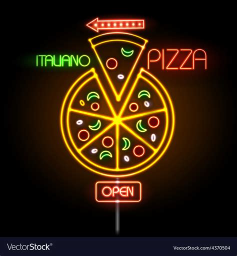 Neon sign pizza Royalty Free Vector Image - VectorStock