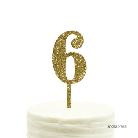 Gold Glitter Number 6 Acrylic Birthday Cake Topper - Walmart.com