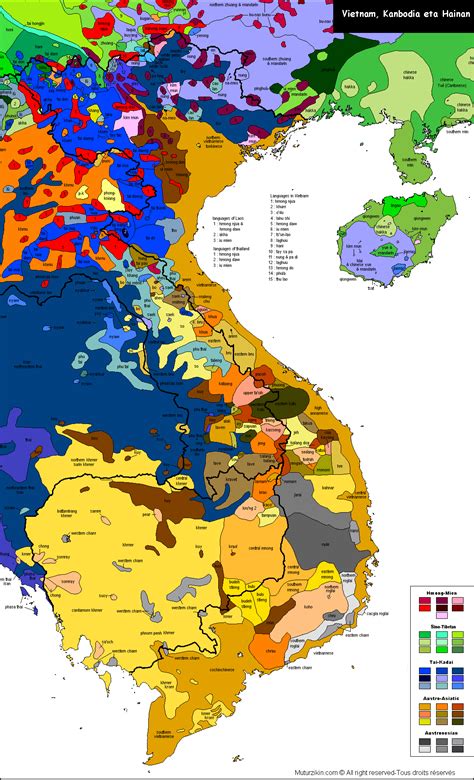 Vietnam, Cambodia & Hainan - Carte linguistique / Linguistic map | Vietnam map, Map, Language map