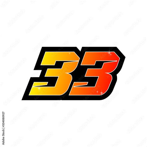 Vector racing number 33, start racing number, sport race number isolated on white background ...