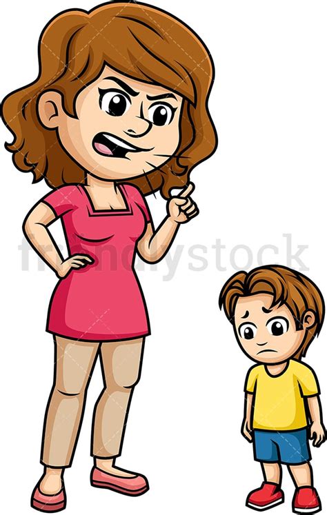 Mom Scolding Her Child Cartoon Vector Clipart - FriendlyStock