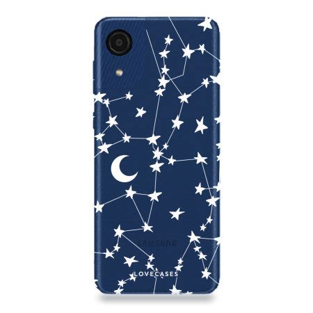 LoveCases Samsung Galaxy A03 Core Gel Case - White Stars And Moons