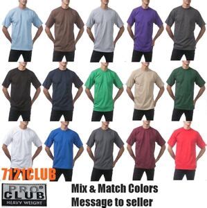 LOT 6 PACK PRO CLUB T SHIRTS PROCLUB MEN'S HEAVYWEIGHT SHORT SLEEVE BIG ...