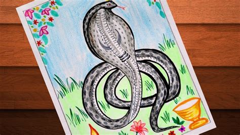 Nag Panchami drawing Easy step by step tutorial | How to draw Nag ...