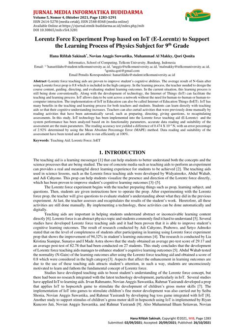 (PDF) Lorentz Force Experiment Prop based on IoT (E-Lorentz) to Support the Learning Process of ...