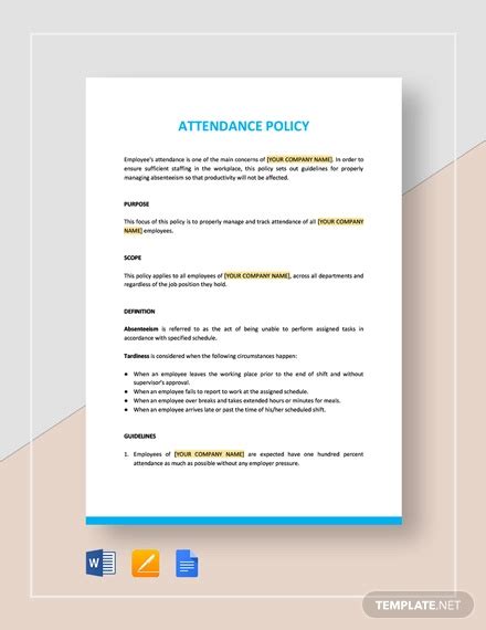 Attendance Policy - 15+ Examples, Format, Pdf