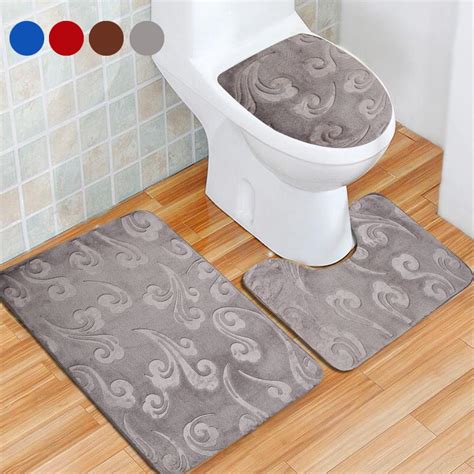 3 Pcs Bathroom Rug Set Soft Microfiber Bath Mat Countour Rug Toilet ...