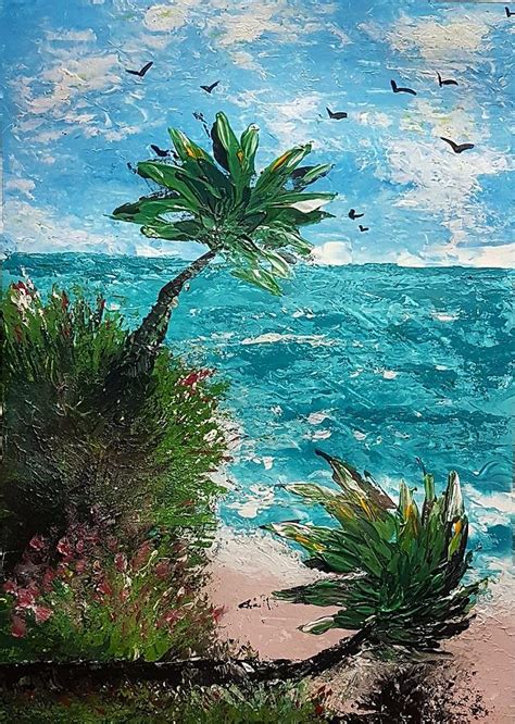 Acrylic painting Summer at the beach Painting by Gergana Slavcheva - Fine Art America