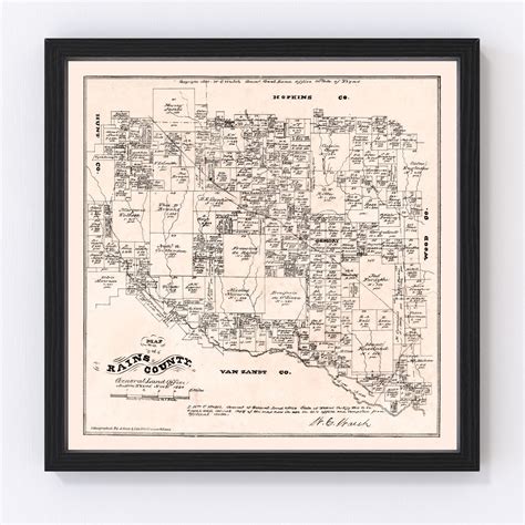 Vintage Map of Dallas County, Texas 1886 by Ted's Vintage Art