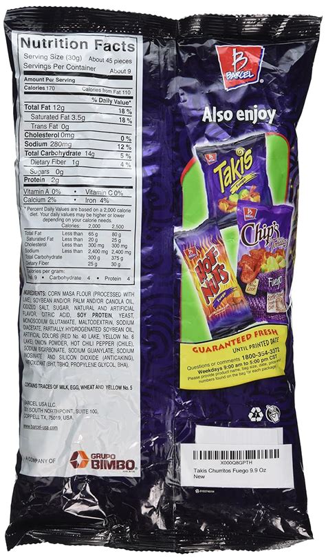 Takis Fuego Nutrition Facts