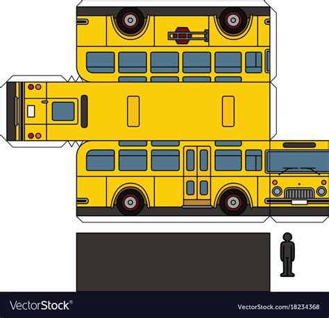 Paper model of a classic school bus Royalty Free Vector