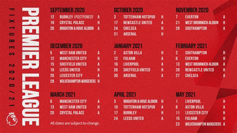 Manchester United Fixtures - Manchester United Premier League Fixtures ...