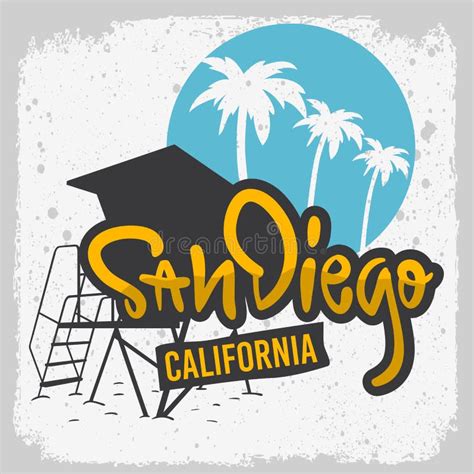 San Diego California Surfing Surf Design Hand Drawn Lettering Type Logo Sign Label for Promotion ...