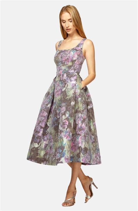 Kay Unger Floral Print Midi Fit & Flare Dress | Nordstrom