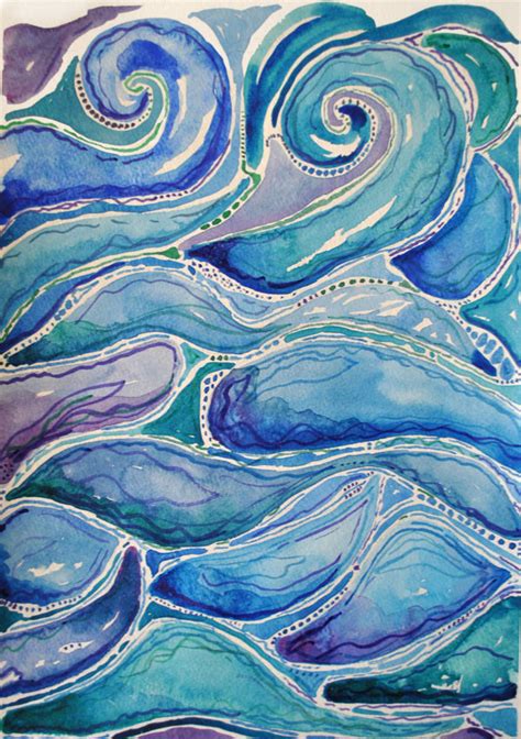 watercolor abstract of the sea: Coastal Decor