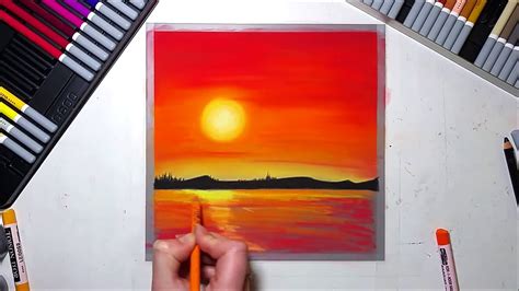 Sunset Colored Pencil Drawing