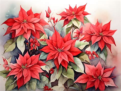 Red Poinsettia Flowers Watercolor Graphic by A.I Illustration and ...