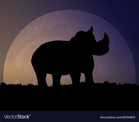 Silhouette of a rhino on the background of the Vector Image