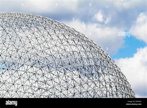 Montreal Biosphere Structure details and Clouds Stock Photo - Alamy