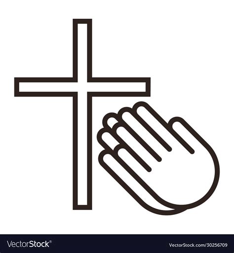 Praying hands and cross prayer icon Royalty Free Vector