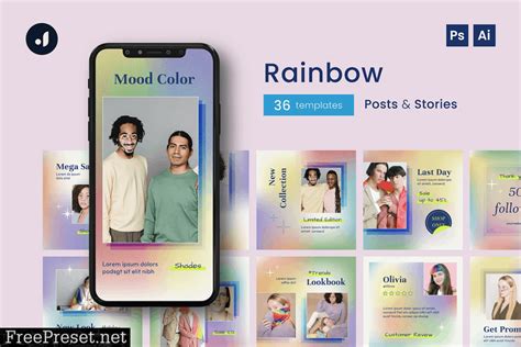 Rainbow Instagram Template FQ54PQ4