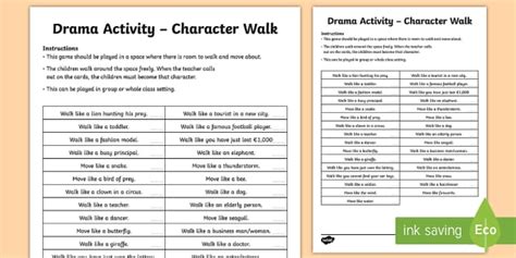 Character Walk Drama Game for Children (teacher made)