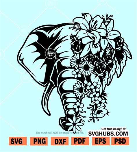 Floral Elephant Svg, Elephant mandala svg, Elephant Svg file