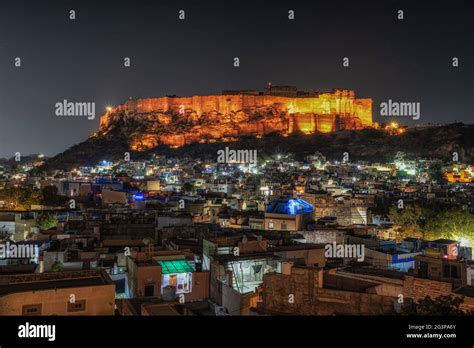 Mehrangarh fort at night Stock Photo - Alamy