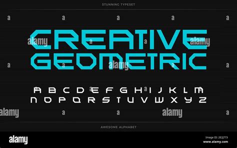 Creative geometric alphabet, futuristic font, robotic type for digital ...