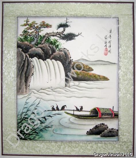 Waterfall River Chinese Detail Brush Painting