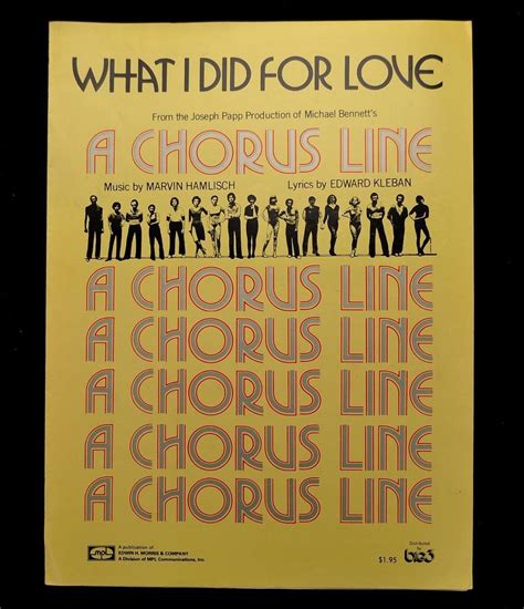 What I Did For Love Sheet Music A Chorus Line Marvin Hamlisch and Edward Kleban | A chorus line ...