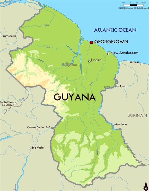 Physical Map Of Guyana