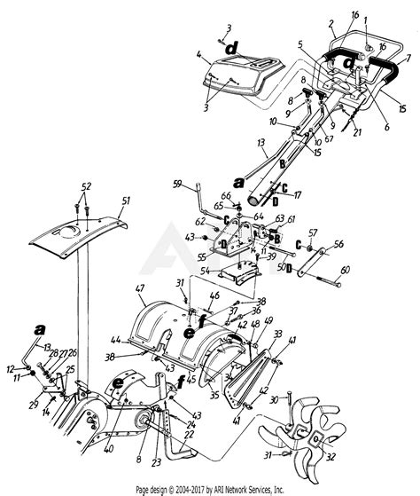 MTD 215-420-016 (1995) Parts Diagram for Rear Tine Tiller - Upper Assembly