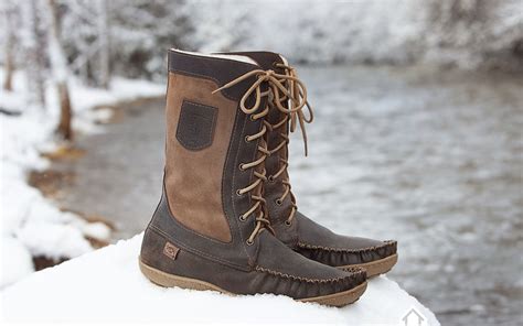 Men's 13" Old Brown Sheepskin Lined Snowshoe Lace Up Moccasin Boots – Leather-Moccasins