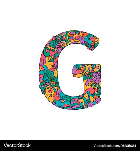 Colorful ornamental alphabet letter g font Vector Image