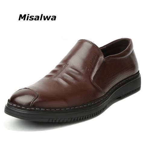 Misalwa 100% Genuine Leather Men Loafers Comfortable Durable Work Office Shoes Luxury Brand ...