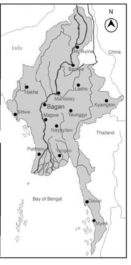 Location map of Myanmar in SE Asia showing geographical location of ...